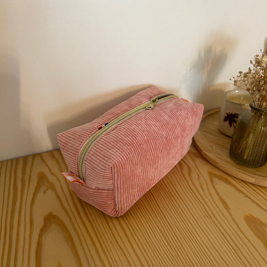 Trousse de toilette QL01 - rose & Vichy rose corail