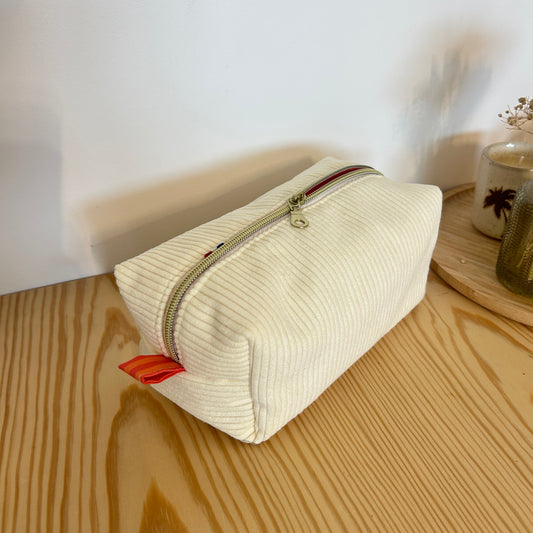 Trousse de toilette QL01 - jaune & rayures corail